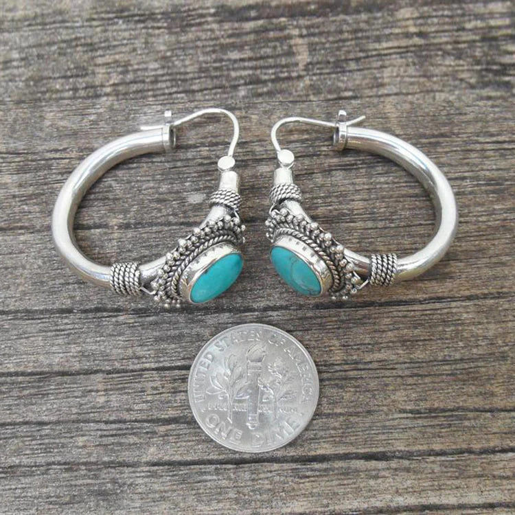 Pendientes elegantes de plata esterlina con turquesa