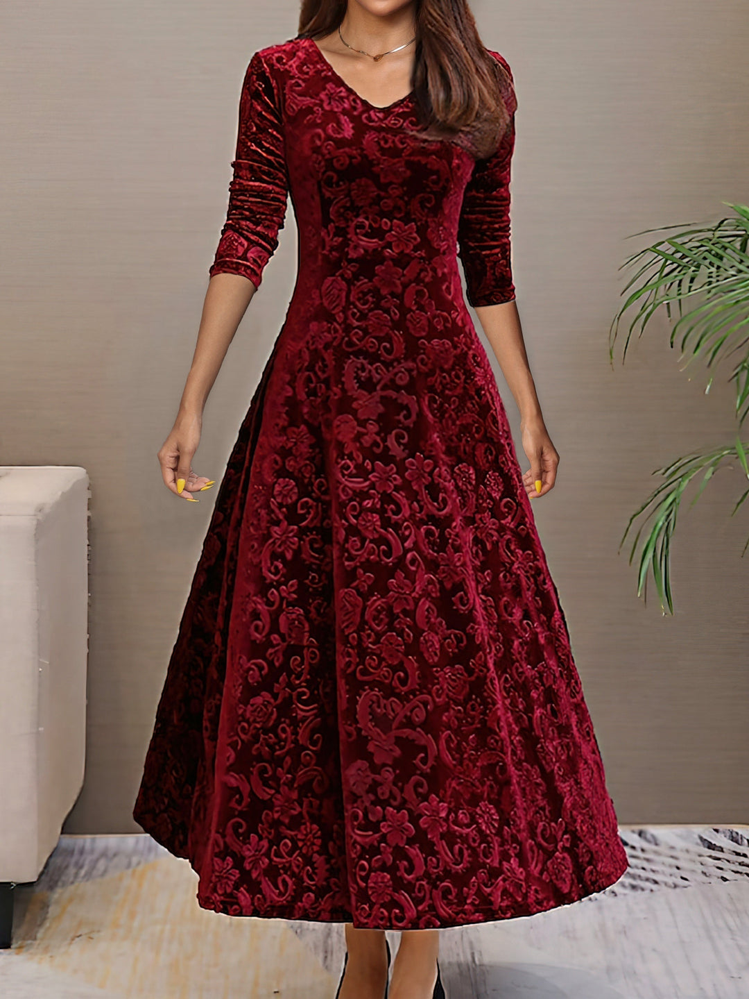 Sandrine | Vestido de Terciopelo Elegante para Celebraciones