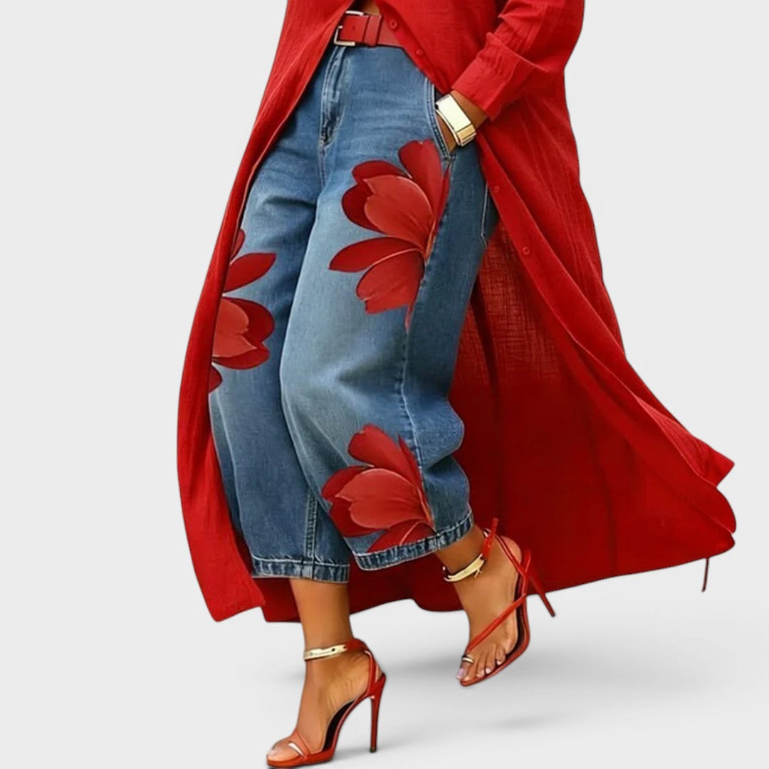 Daniela™ | Conjunto de lino floral elegante