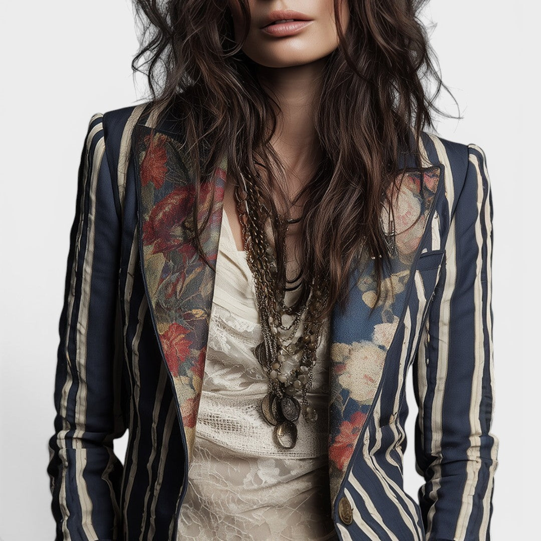 Valeria™ | Blazer bohemio a rayas