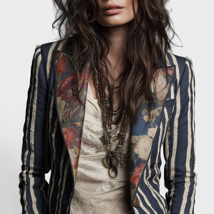 Valeria™ | Blazer bohemio a rayas
