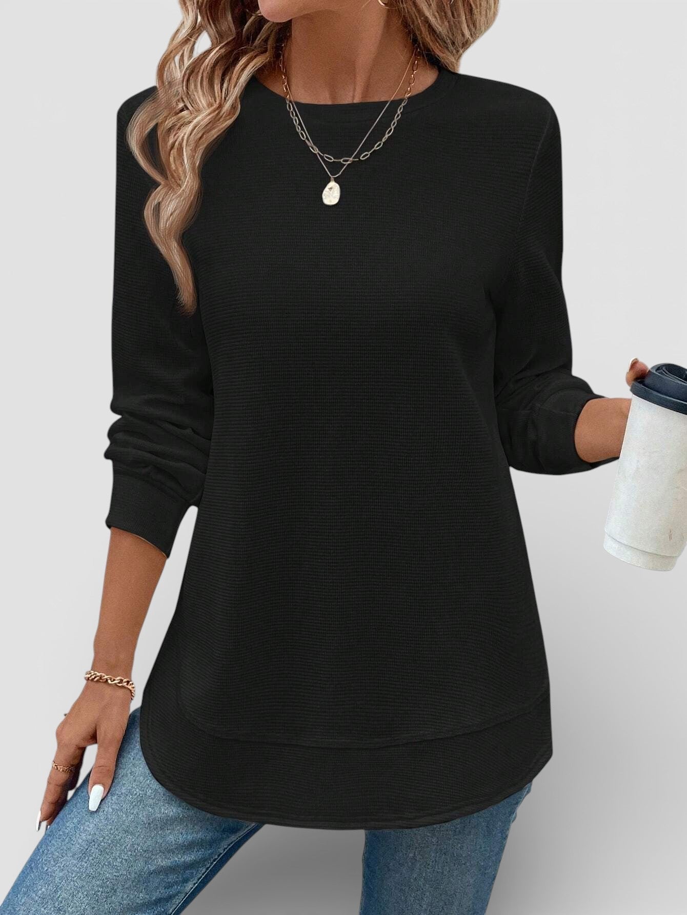 Ana™ | Camiseta lisa de manga larga esencial