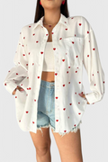 Blusa de Algodón Bordada Rhiannon con Corazones