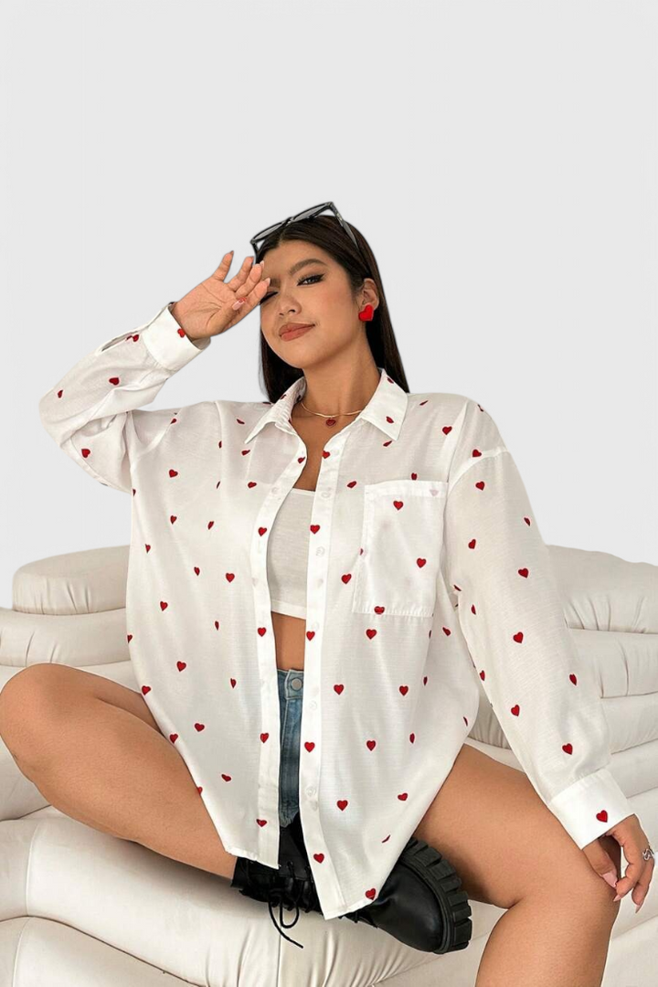 Blusa de Algodón Bordada Rhiannon con Corazones