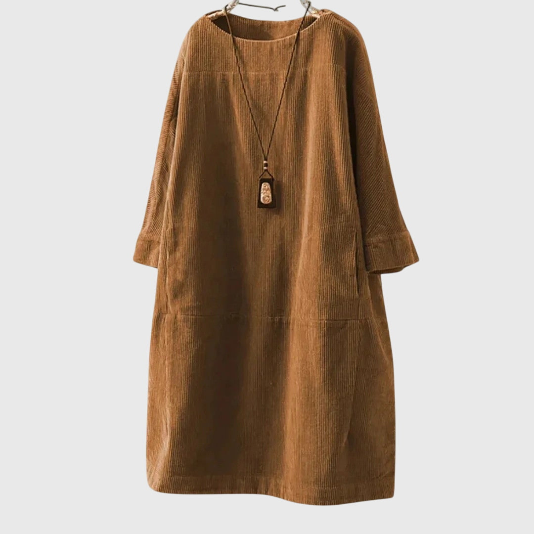 Grace | Vestido Midi de Terciopelo Acanalado Relajado