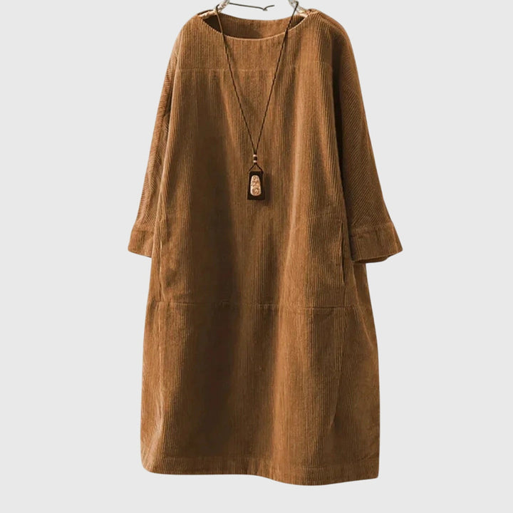 Grace | Vestido Midi de Terciopelo Acanalado Relajado