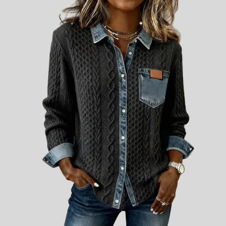 Simone — Chaqueta de Denim Patchwork