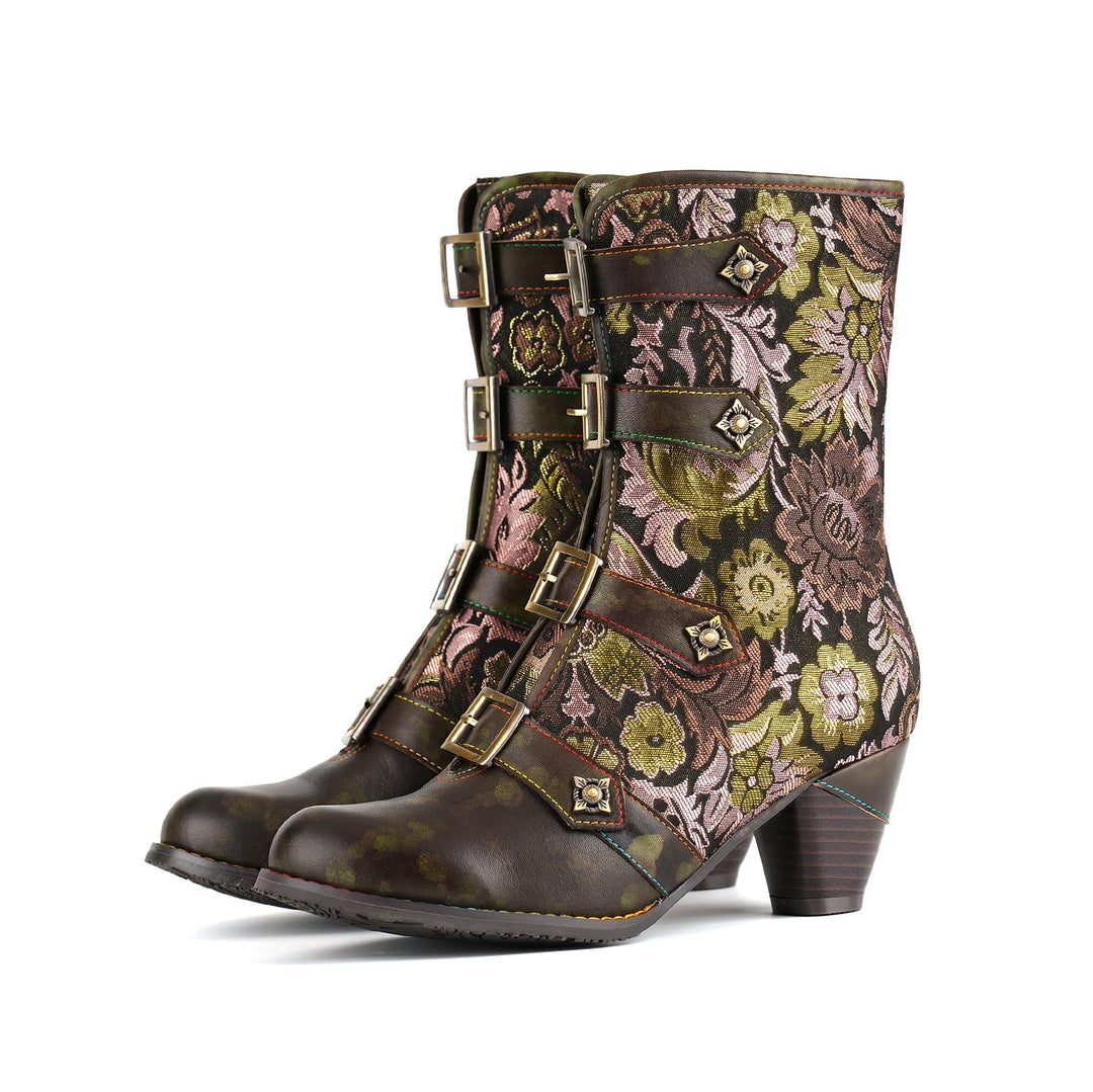 Herminia — Botines con Hebilla Jardín de Rosas