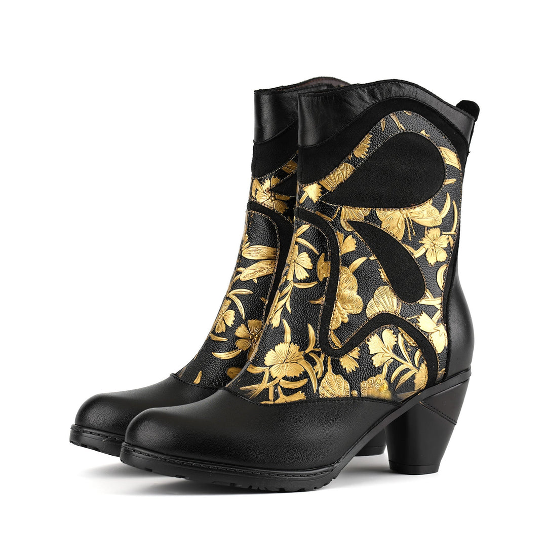 Josefina — Botines con Patrón de Libélula Retro