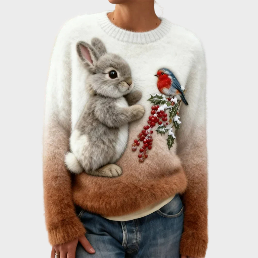 Teresa™ | Jersey navideño suave con conejo