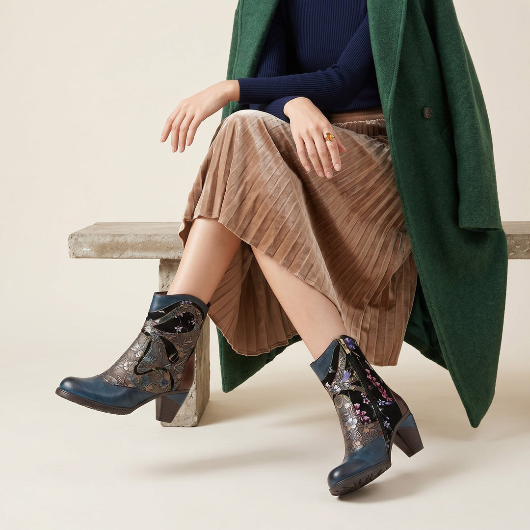 Josefina — Botines con Patrón de Libélula Retro