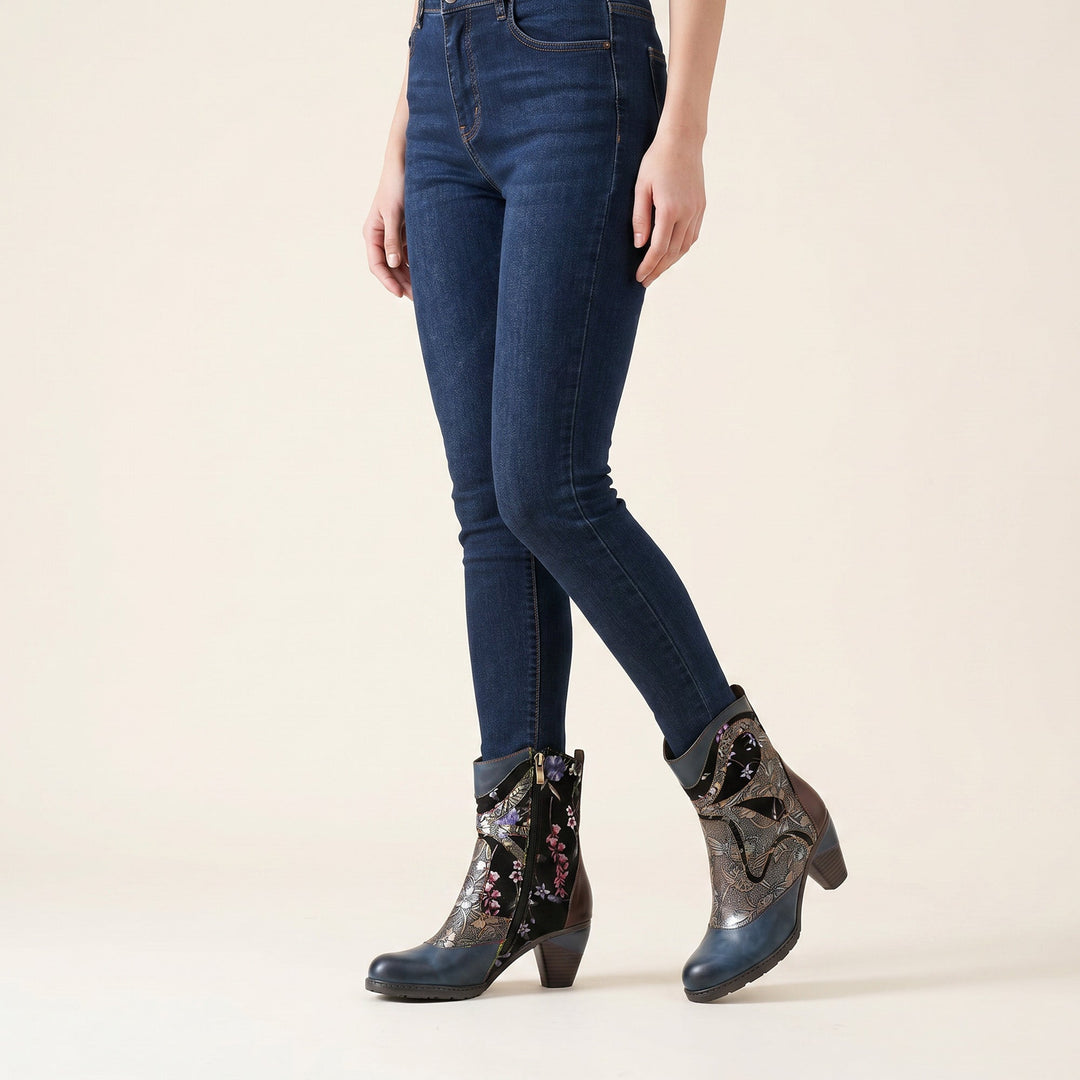 Josefina — Botines con Patrón de Libélula Retro