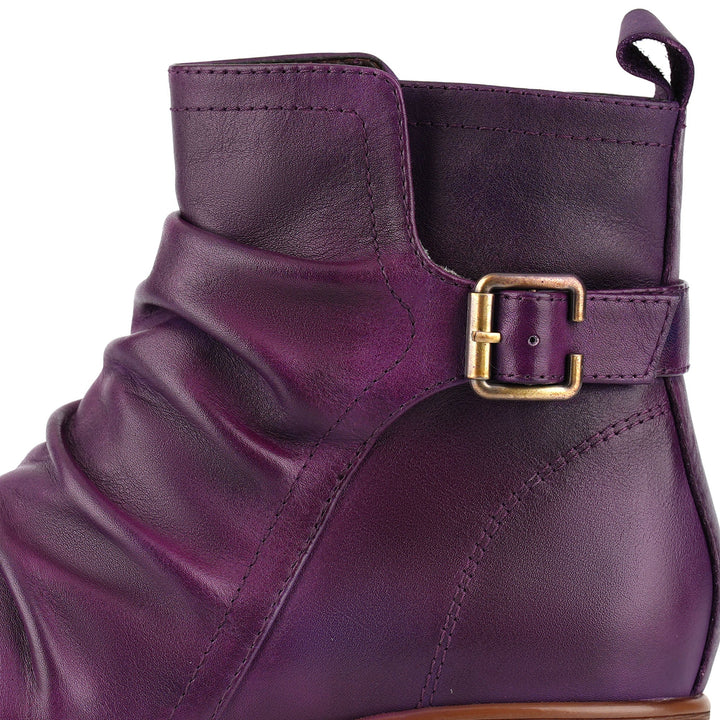 Elsa — Botines Morados con Fruncidos