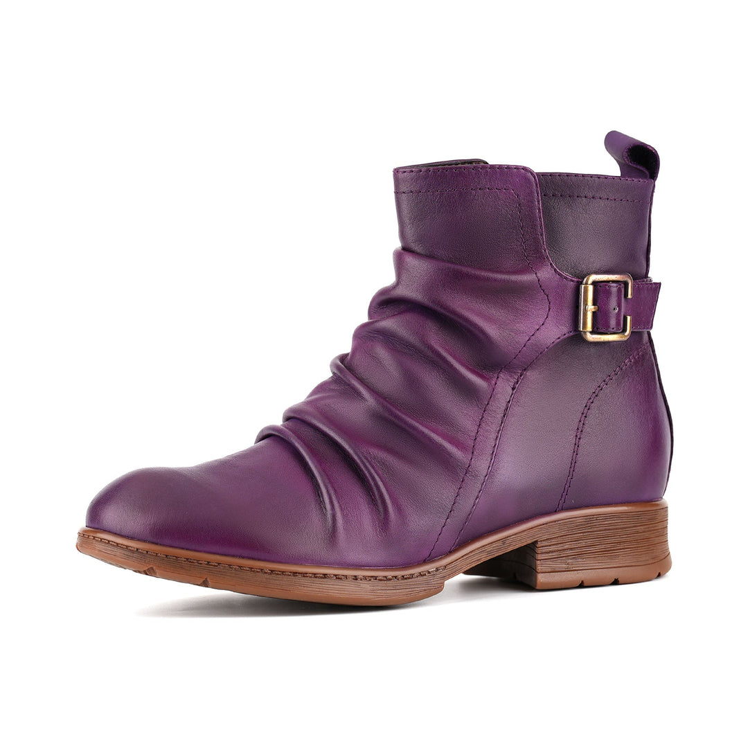 Elsa — Botines Morados con Fruncidos