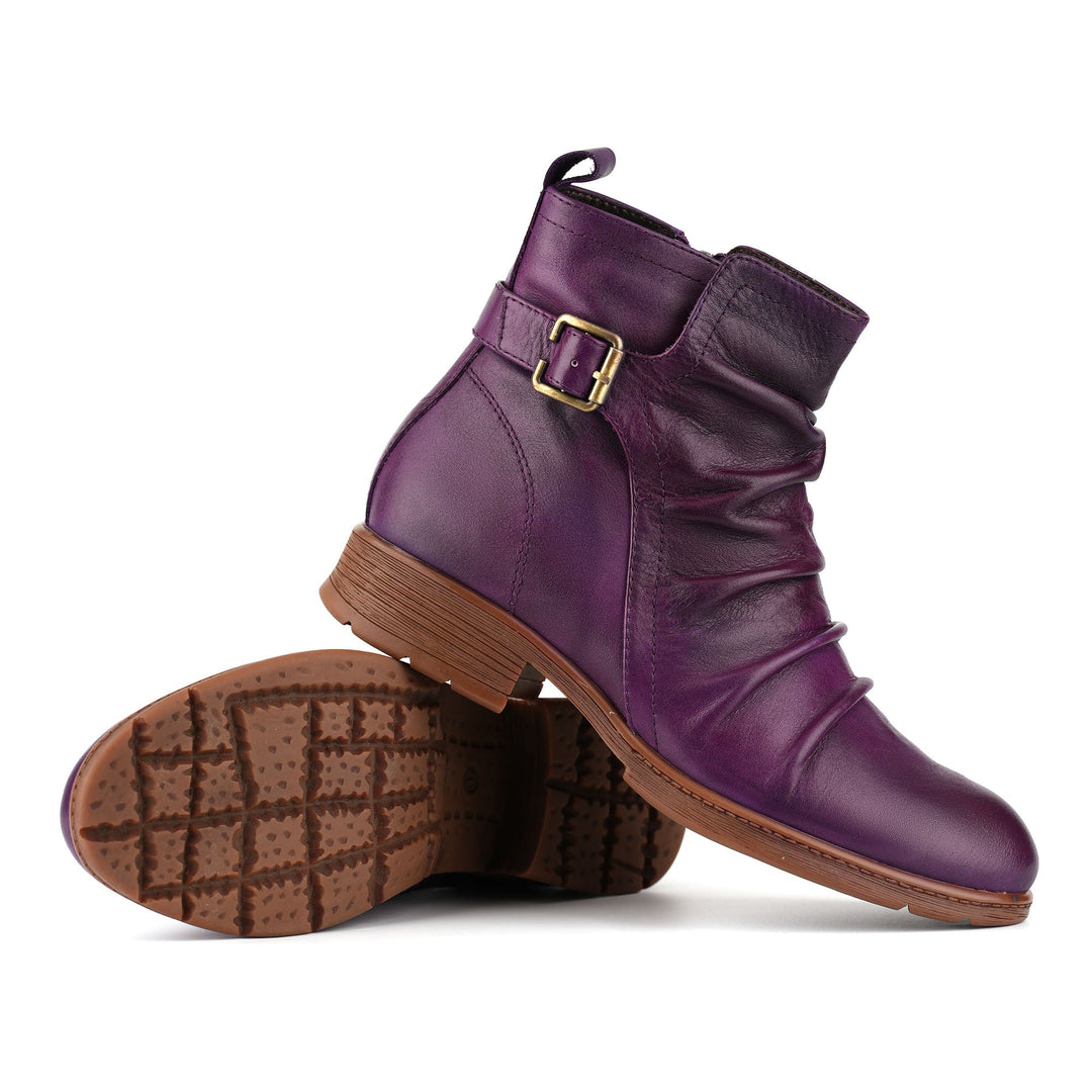 Elsa — Botines Morados con Fruncidos