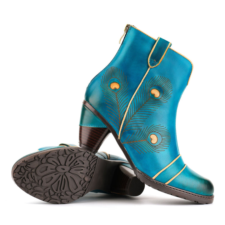 Berta — Botines con Diseño de Pavo Real
