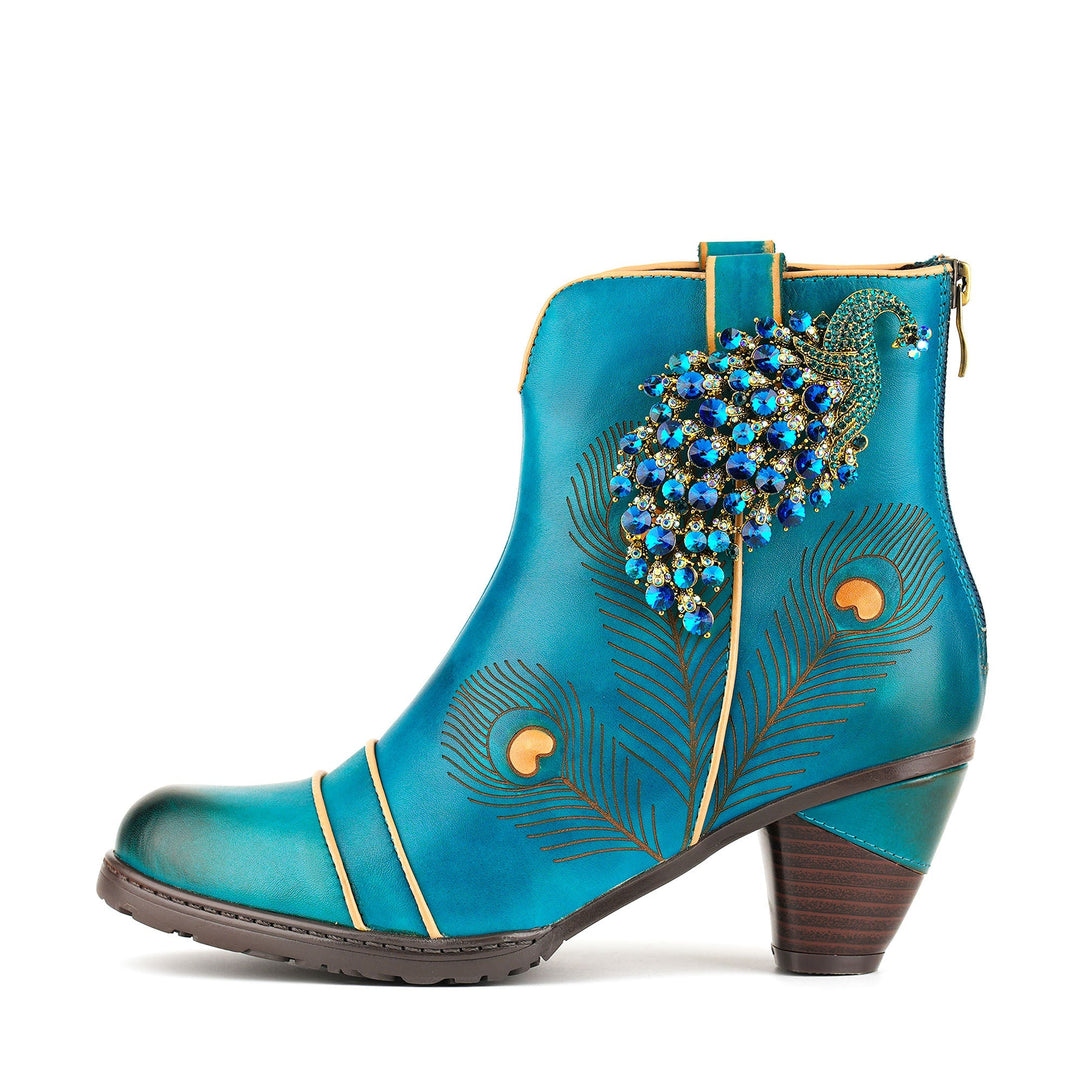 Berta — Botines con Diseño de Pavo Real