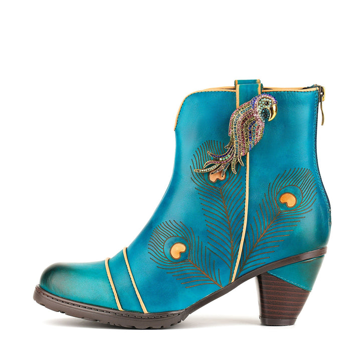 Berta — Botines con Diseño de Pavo Real