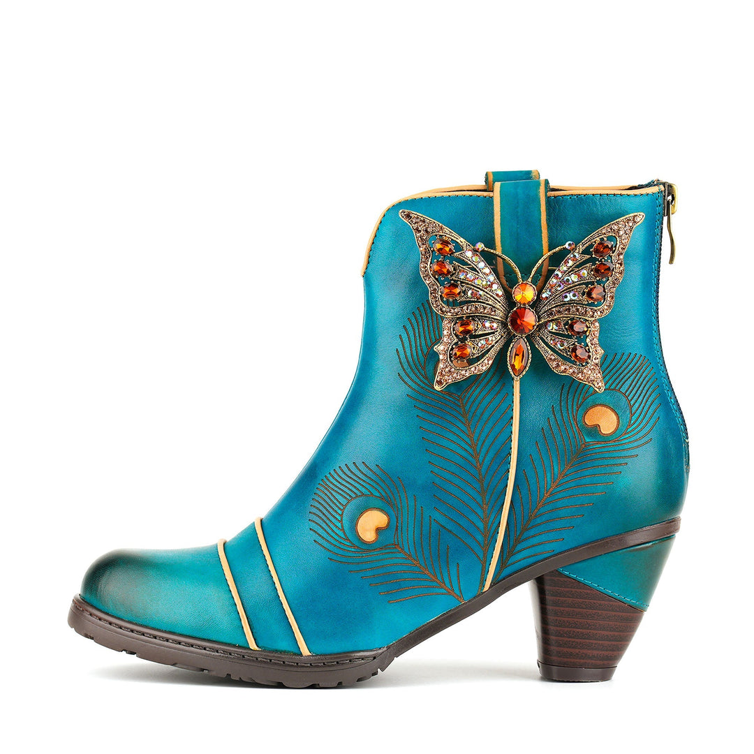Berta — Botines con Diseño de Pavo Real