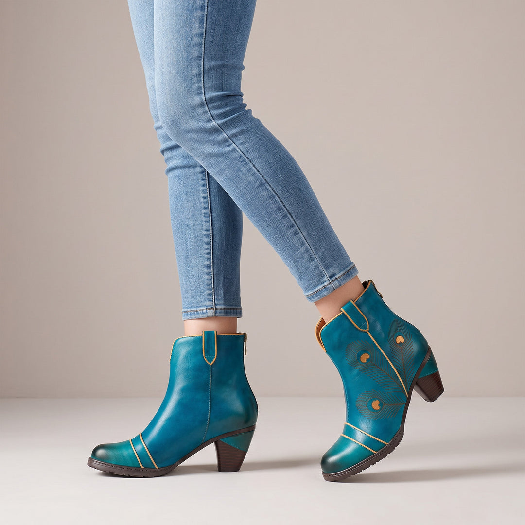 Berta — Botines con Diseño de Pavo Real