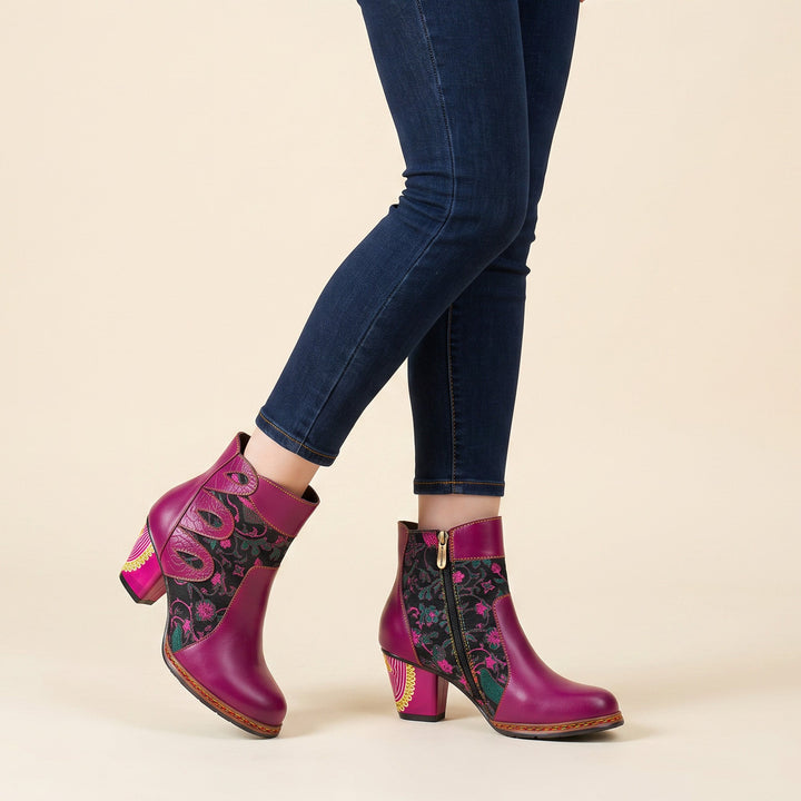 Aroa — Botines con Diseño Floral Artístico