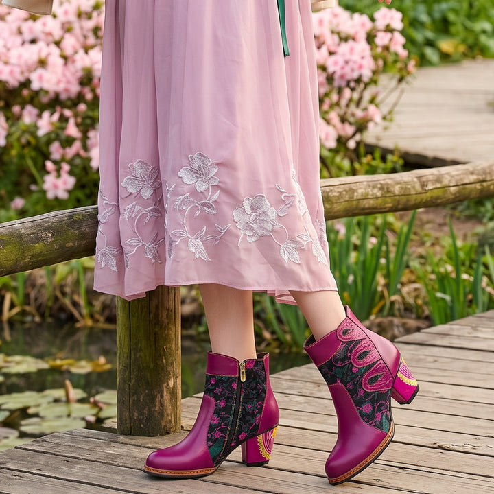 Aroa — Botines con Diseño Floral Artístico