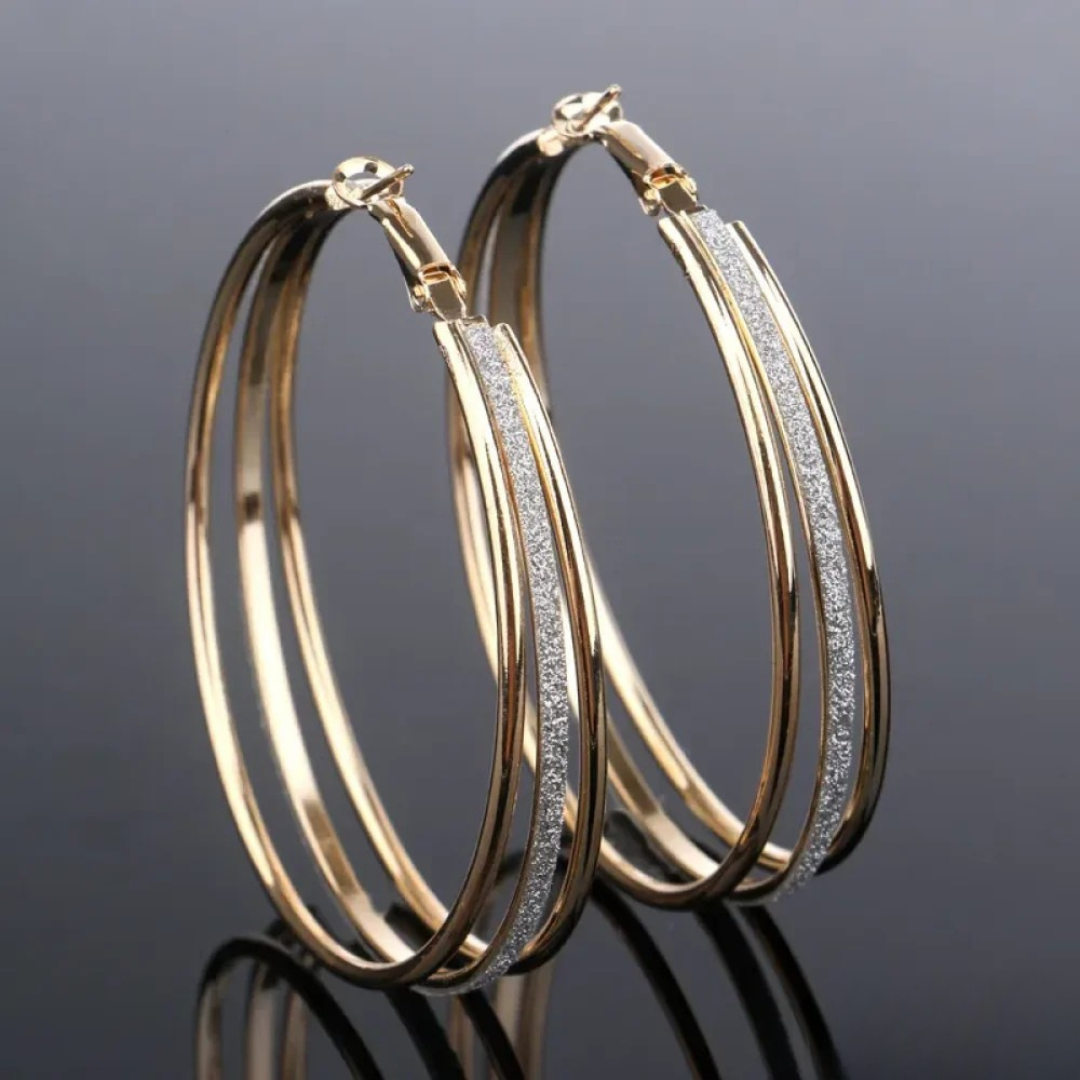 Pendientes de aro retro en oro