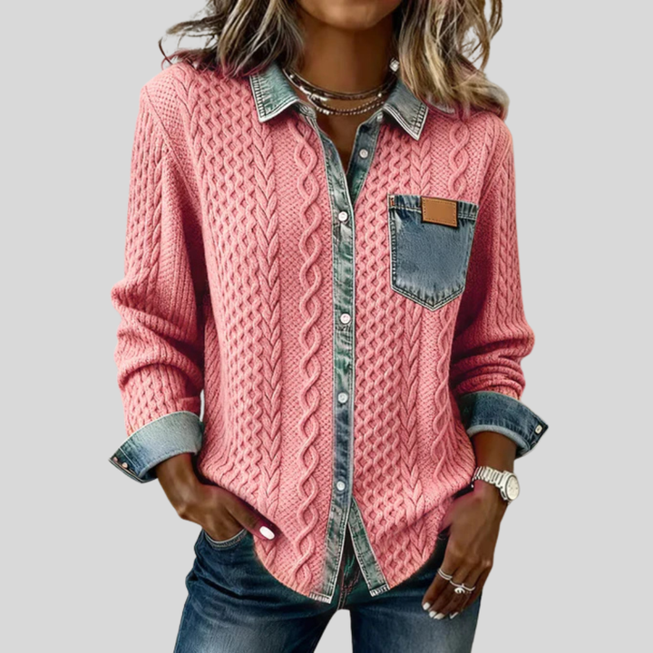 Simone — Chaqueta de Denim Patchwork