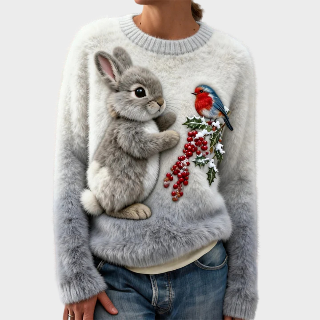 Teresa™ | Jersey navideño suave con conejo