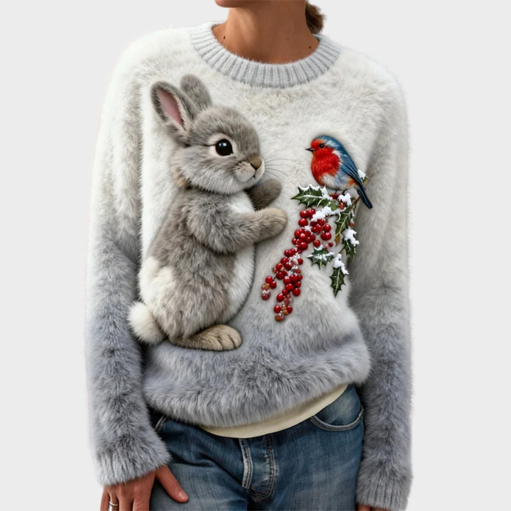 Teresa™ | Jersey navideño suave con conejo