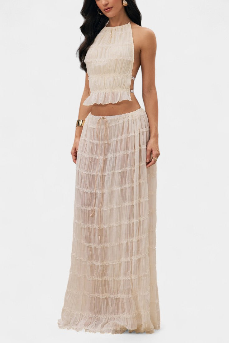 Eugenie Conjunto a Juego con Top Plisado y Falda