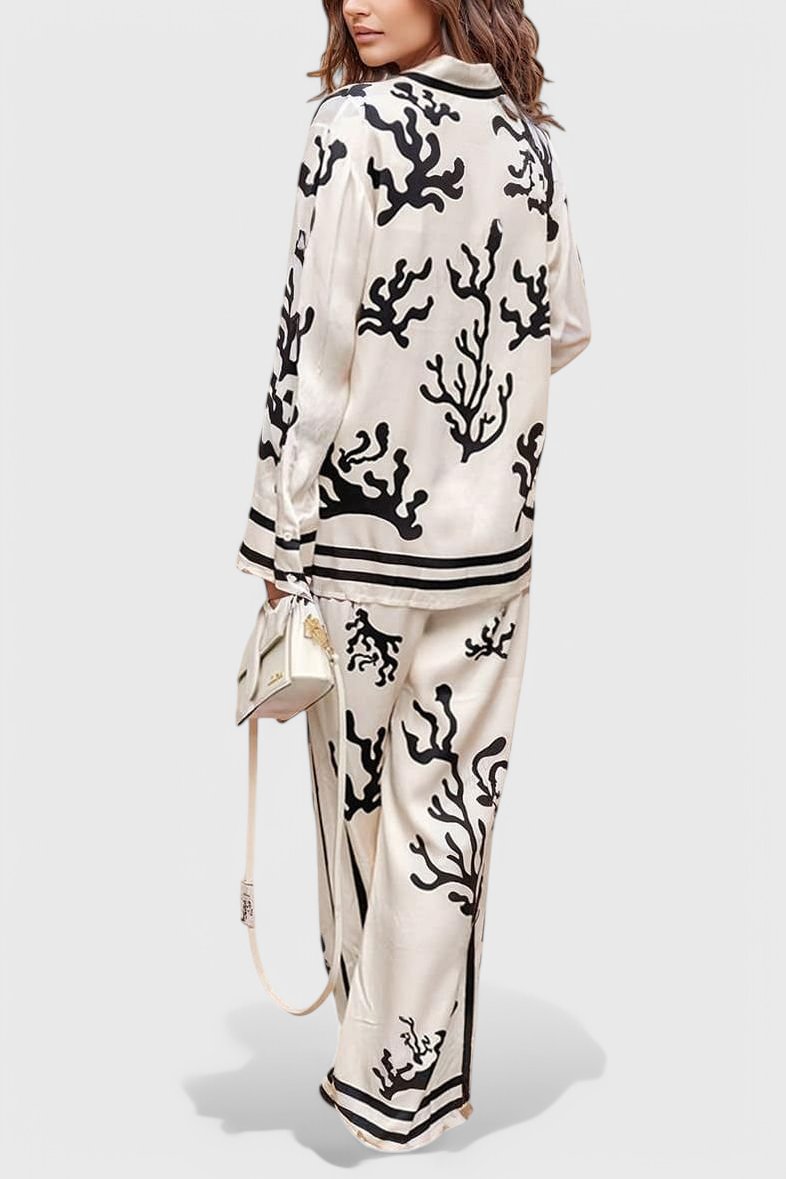 Nazaret Conjunto de Pierna Ancha con Estampado Artístico