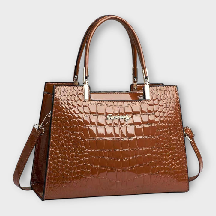 Emilie | Bolso de mano de cuero de cocodrilo brillante