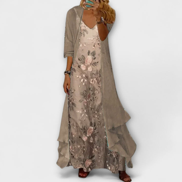 Caroline | Elegante Conjunto de Dos Piezas con Vestido Maxi