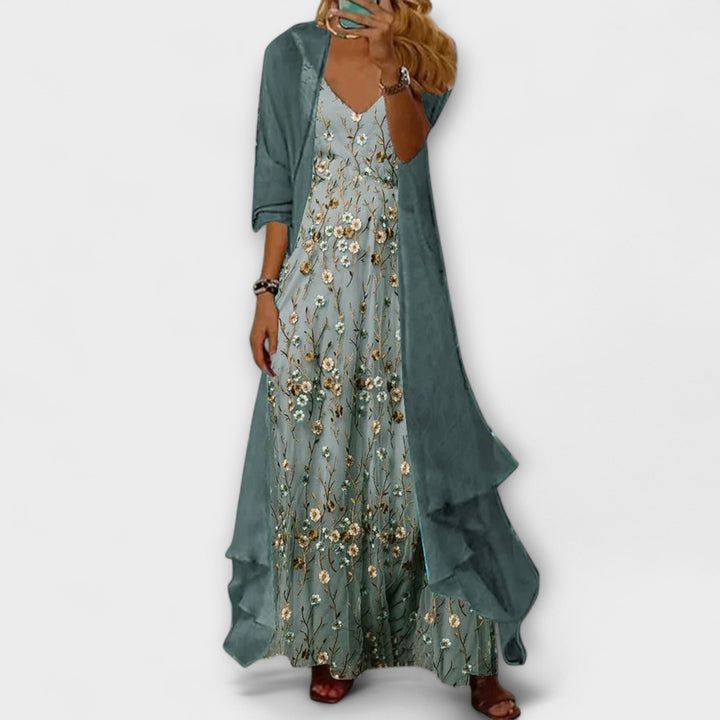 Caroline | Elegante Conjunto de Dos Piezas con Vestido Maxi