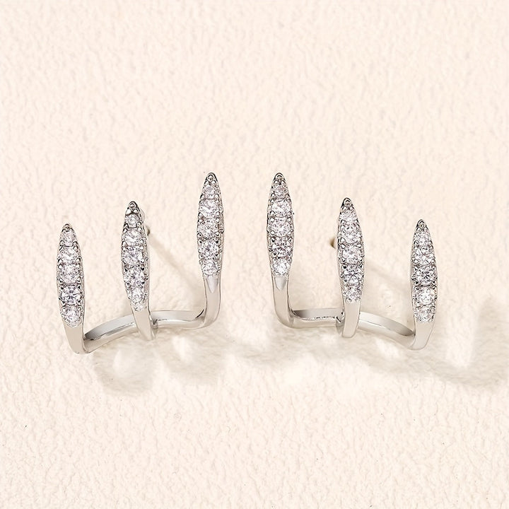 Pendientes Elegantes con Strass de Tres Garras