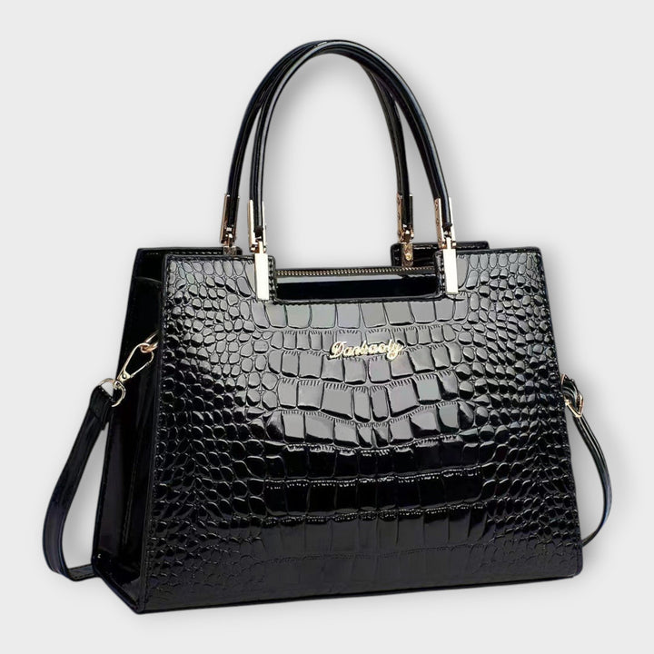 Emilie | Bolso de mano de cuero de cocodrilo brillante