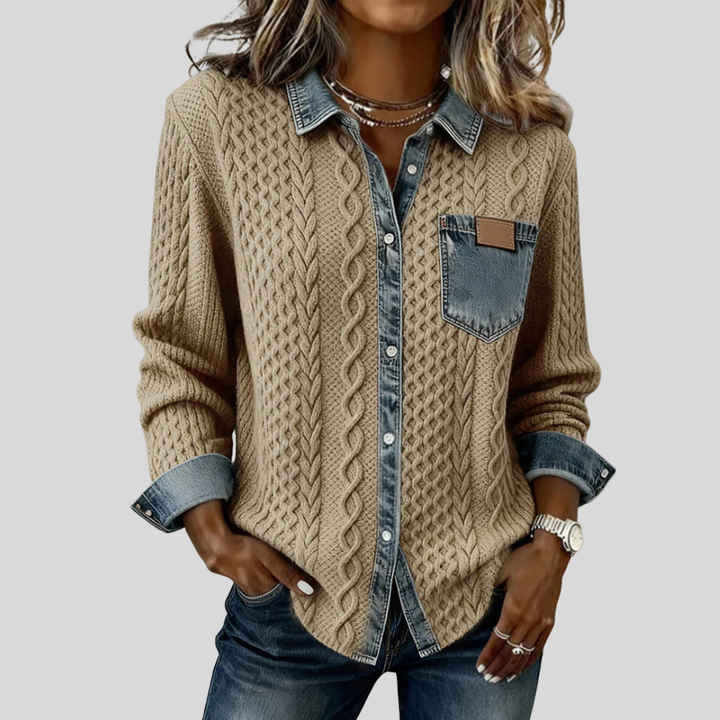 Simone — Chaqueta de Denim Patchwork