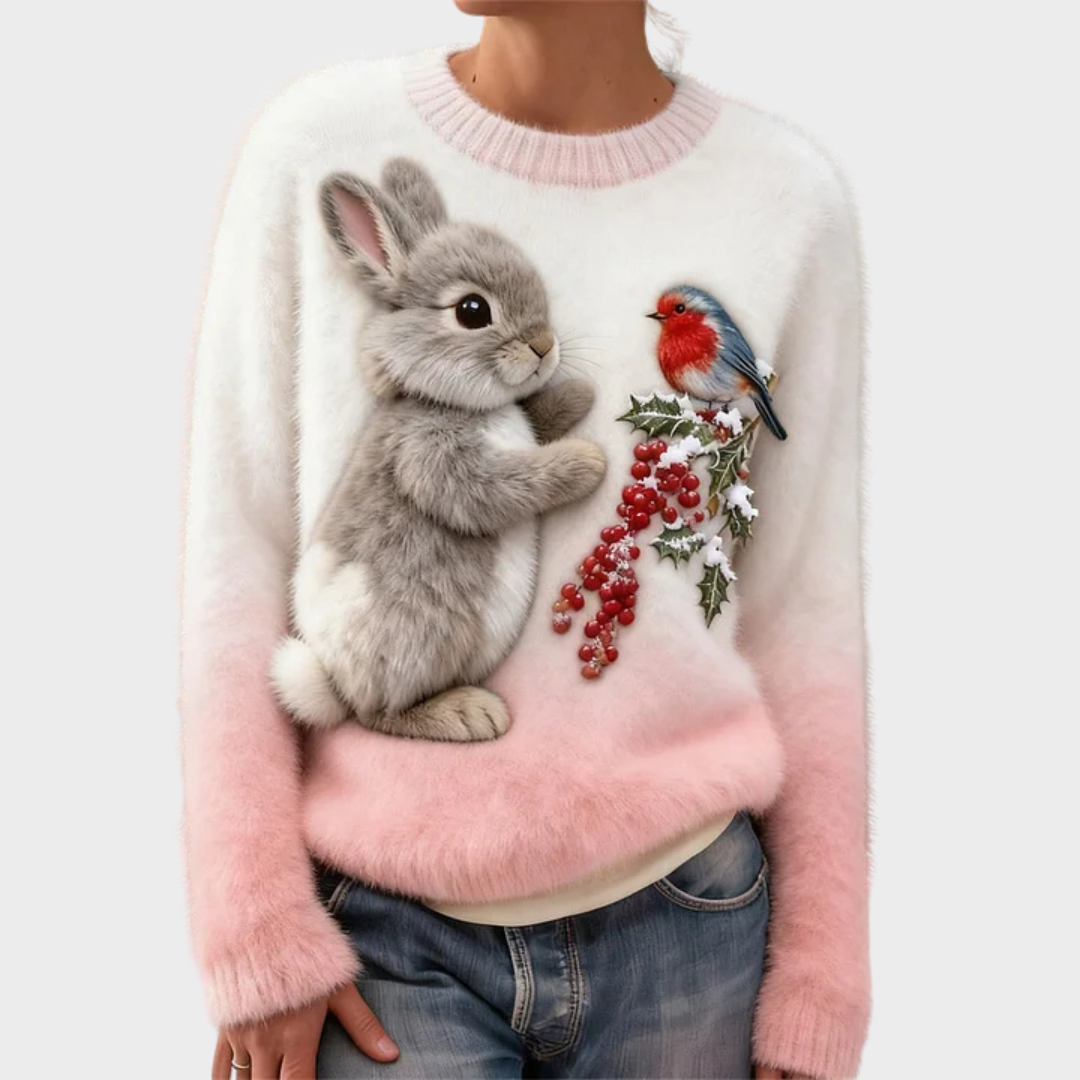 Teresa™ | Jersey navideño suave con conejo