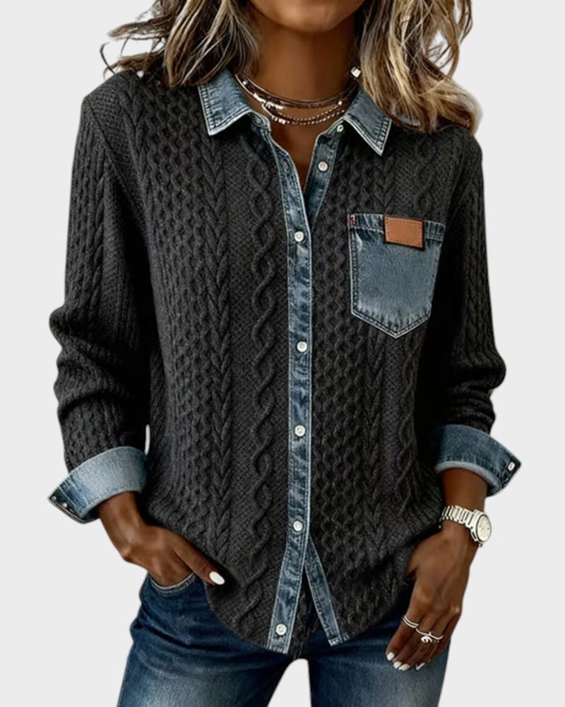 Adela™ | Camisa elegante con detalles denim