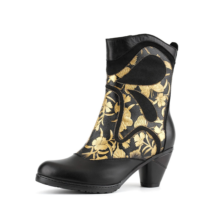 Josefina — Botines con Patrón de Libélula Retro