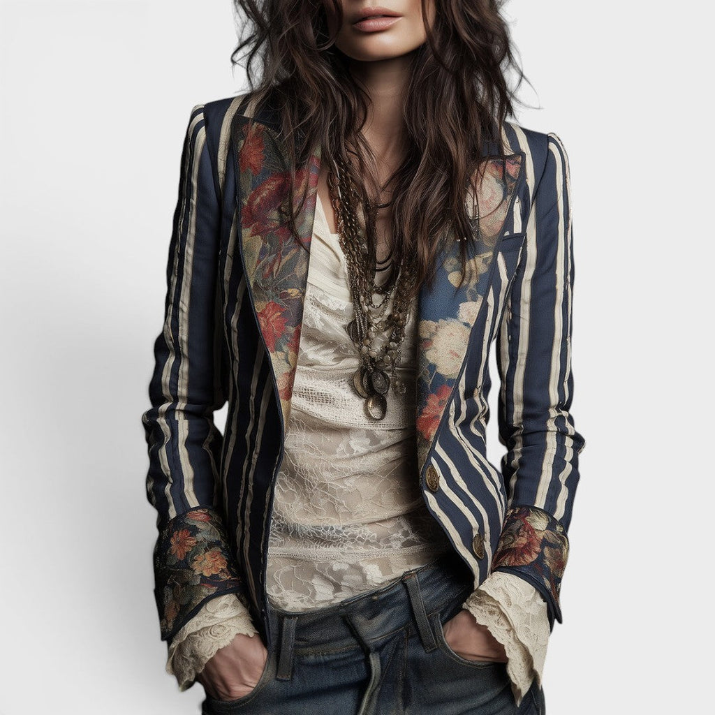Valeria™ | Blazer bohemio a rayas