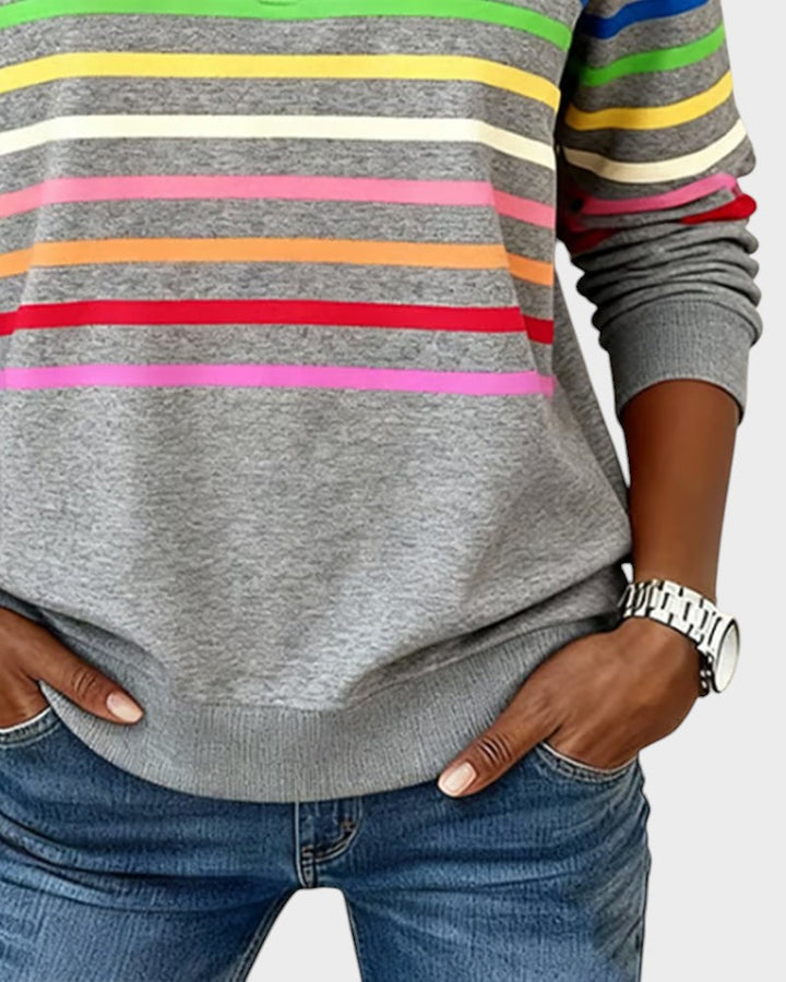 Raquel™ | Sudadera de rayas con media cremallera