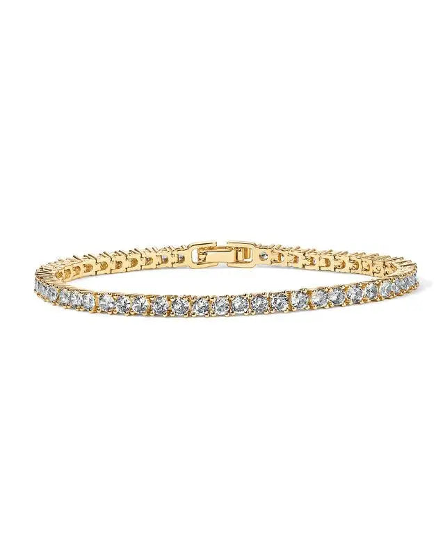 Pulsera de Tenis Dorada con Cristales Brillantes