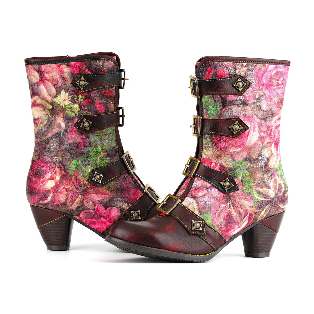Herminia — Botines con Hebilla Jardín de Rosas