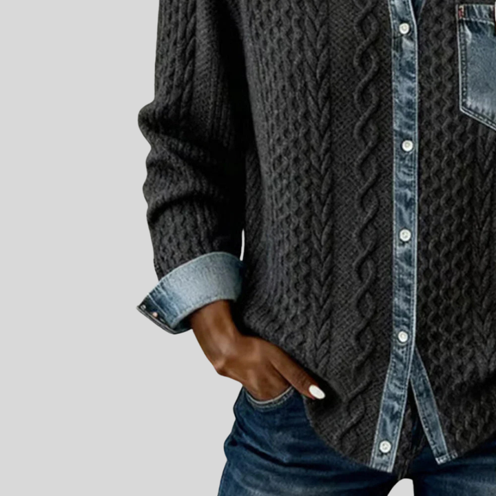 Simone — Chaqueta de Denim Patchwork