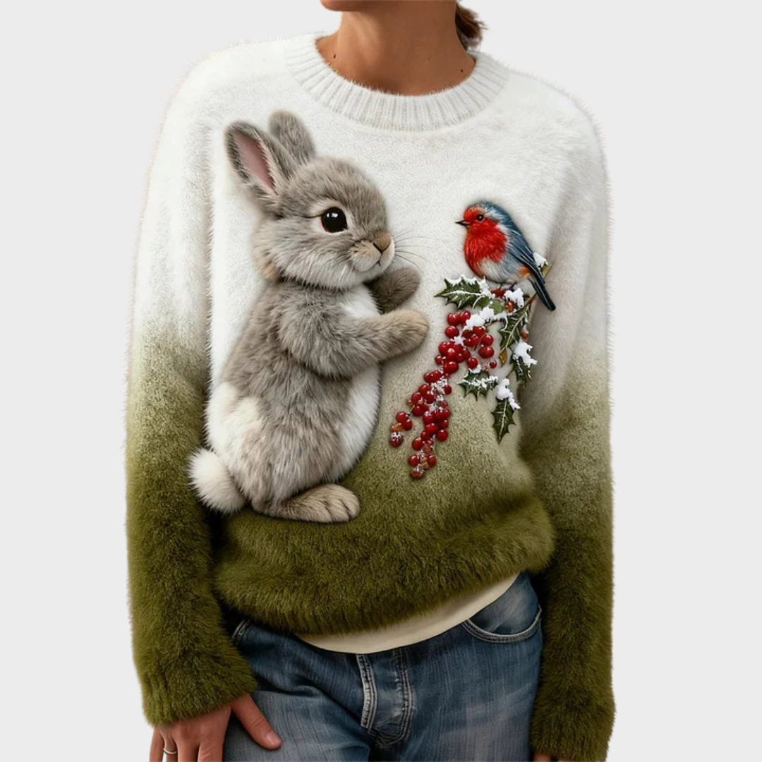 Teresa™ | Jersey navideño suave con conejo