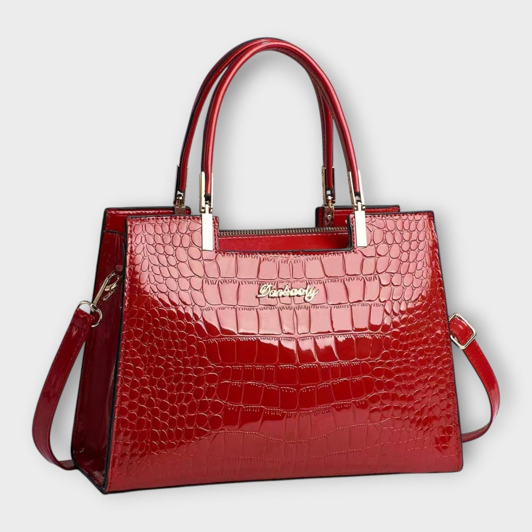 Emilie | Bolso de mano de cuero de cocodrilo brillante