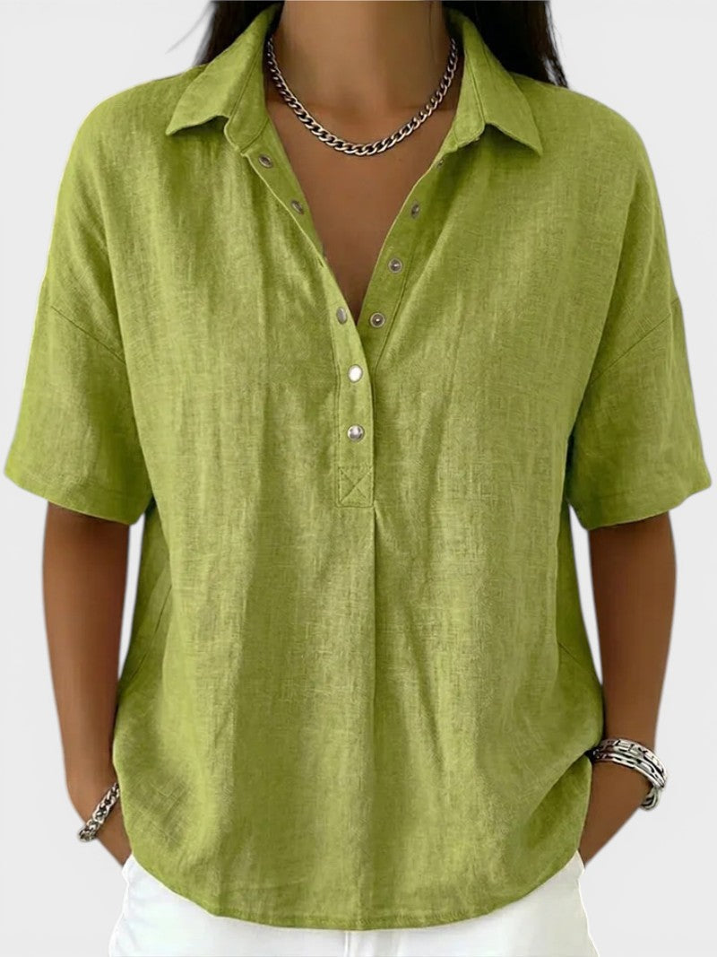 Noelia™ | Blusa con cuello y botones elegantes