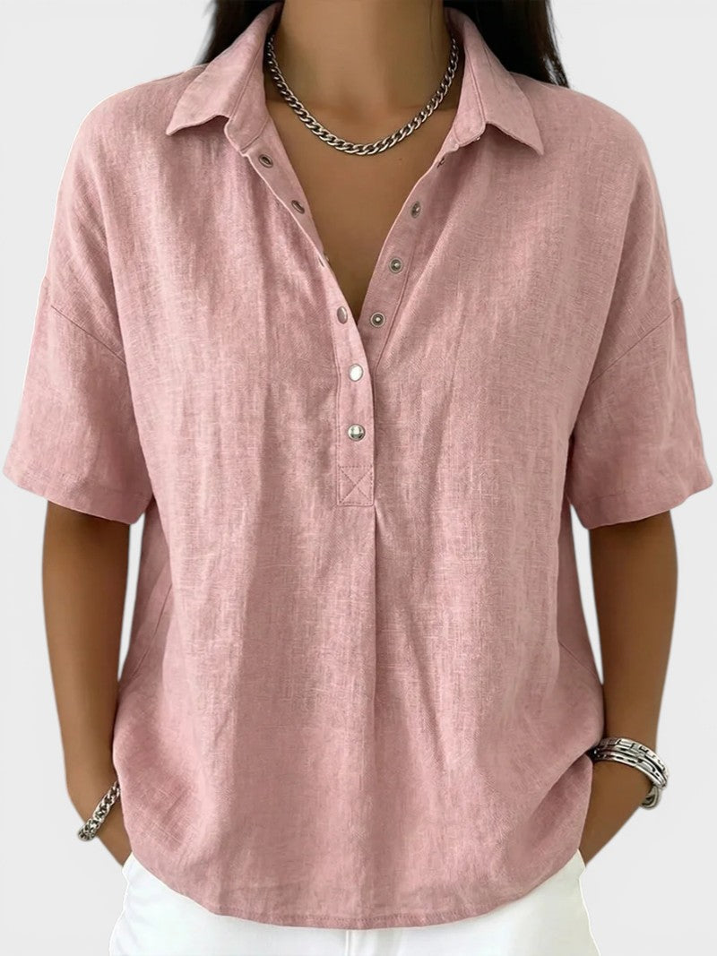 Noelia™ | Blusa con cuello y botones elegantes
